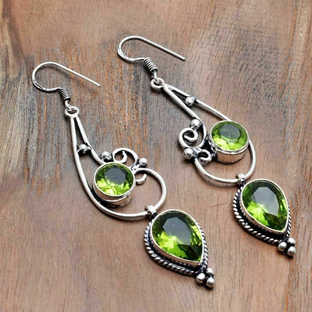 Peridot earrings, 925 silver peridot earrings, dangle peridot earrings